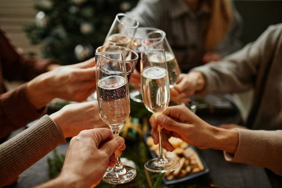 People Cheers with Sparkling Wine