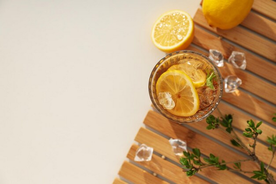 Lemon whiskey top view